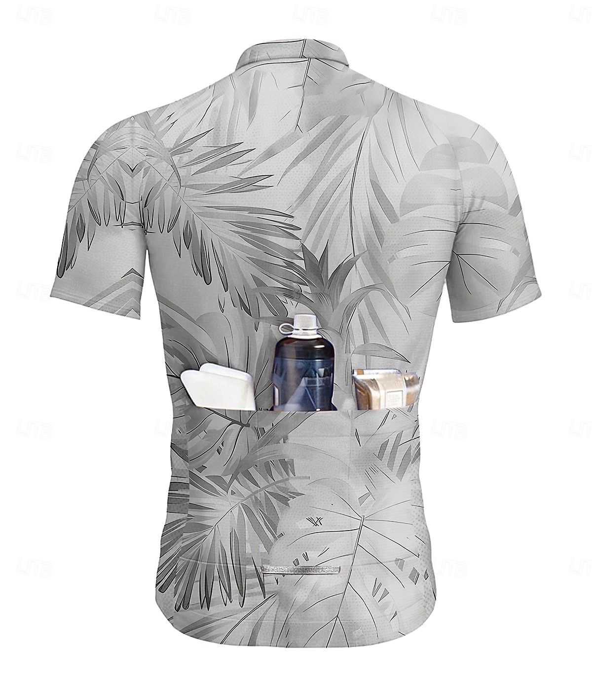 Herren Radtrikot Grafik Blatt Pflanzen Kurzarm Fahhrad T-Shirt Oberteil mit 3 Gesäßtaschen UV-beständig Schnelltrocknend Frontreißverschluss Reflektierende Streifen Sport Blau Grün Grau Bekleidung 2026 - $30.99 –P2