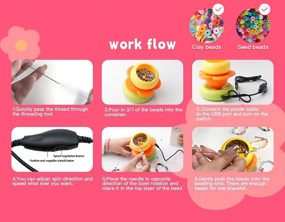 Macchina per infilare perline alimentata tramite USB, macchina automatica per infilare perline con regolazione continua della velocità e bidirezionale, strumento magico per infilare perline, ciotola del 2025 a $27.99 –P2