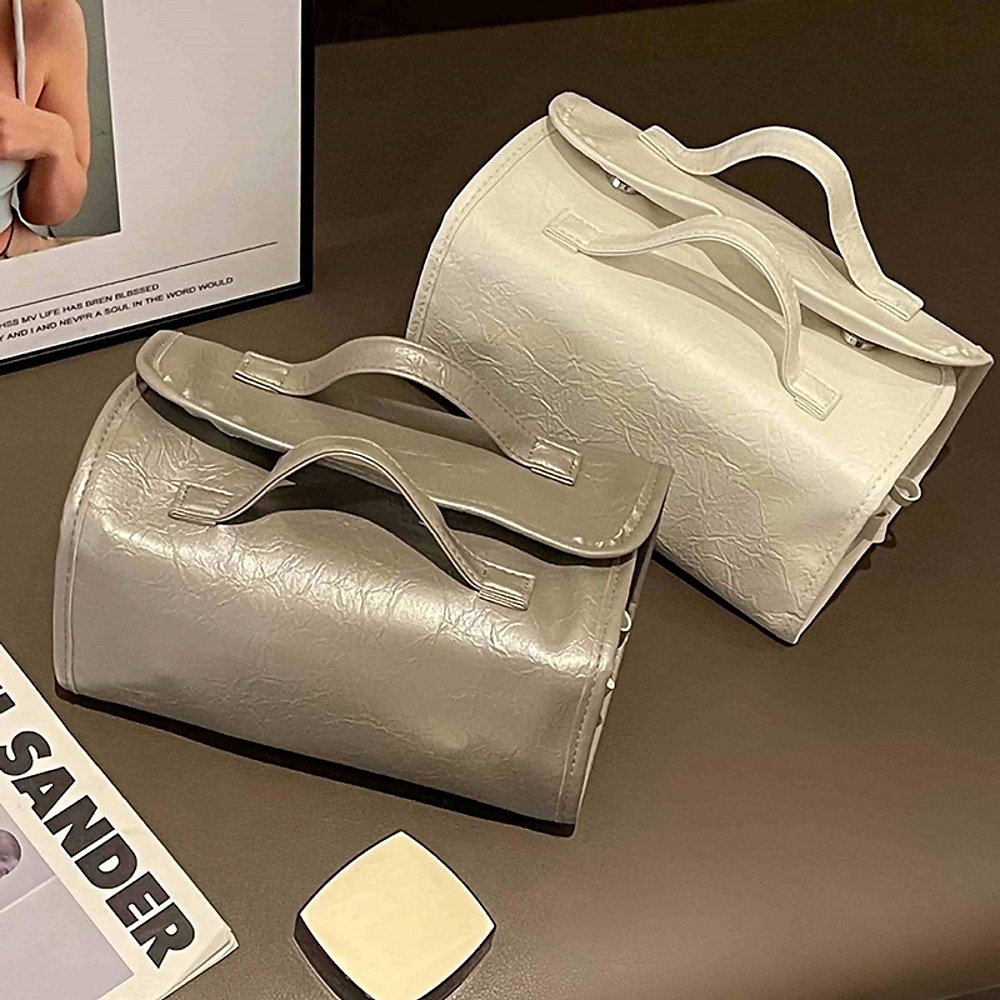 Bolsa de viaje de cuero para cosméticos, gran capacidad, portátil, para mujer, estuche de maquillaje, impermeable, organizador de maquillaje, bolsa de almacenamiento plegable 4 en 1, bolsa de aseo de 2025 - $15.49 –P6