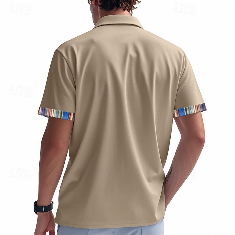 Per uomo Camicia Camicia Estiva Camicia casual Camicia da Spiaggia Camicia con Bottoni Nero Bianco Kaki Grigio chiaro Grigio scuro Manica Corta A righe Bavero Vacanza Camicia hawaiana Tasca del 2025 a $24.99 –P6