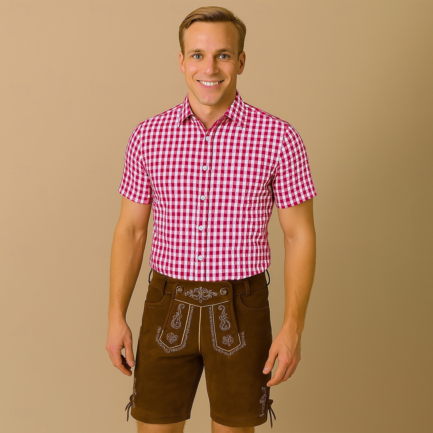 Oktoberfest Hemd Gingham overhemd Beiers Duits München Weiden Voor heren Doek in traditionele stijl 2025 - $32.99 –P13