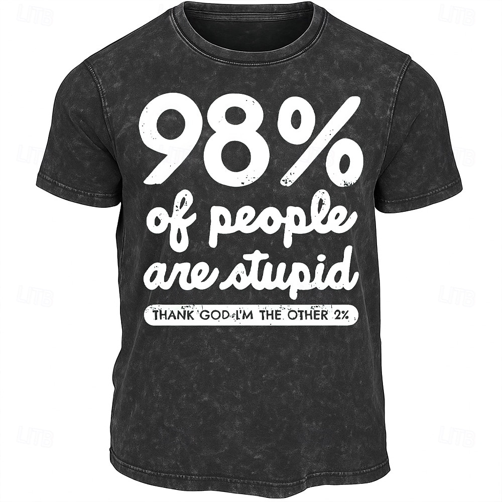 Bărbați Ofensiv Tricou Tricou Cămașă spălată Bumbac Manșon scurt Grafic Cămaşă Negru Tricou confortabil Stradă Zilnic Îmbrăcăminte de designer de modă 2025 - $15.99 –P1