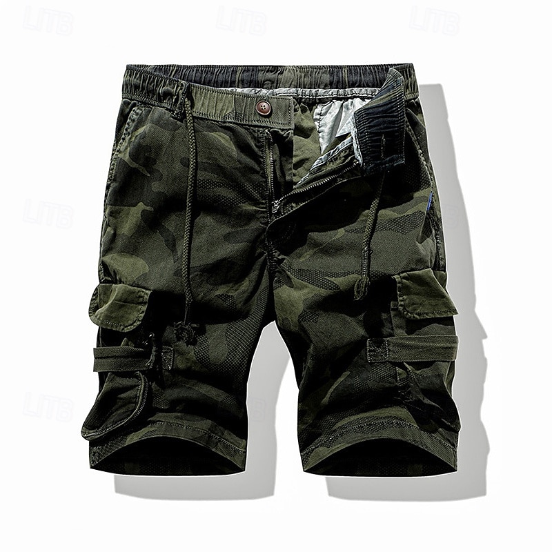 Herren Cargo-Shorts Shorts mit Camouflage-Muster Shorts Sommershorts Kordelzug Elastischer Bund Mehrere Taschen Tarnung Komfort tragbar Knielang Outdoor Sport Täglich Mode Lässig Tarnung Khaki 2025 - $34.99 –P8