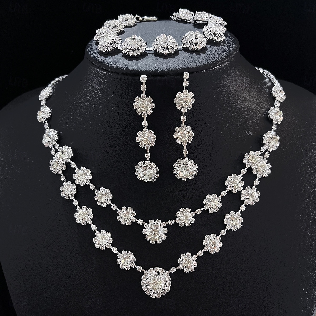 Seturi de bijuterii de mireasă 1set Ștras Aliaj Cercei Coliere Brățări Pentru femei Elegant Stilat Lux Set de bijuterii Pentru Nuntă Ocazie specială Îmbrăcăminte de seară de petrecere 2025 - $23.99 –P1