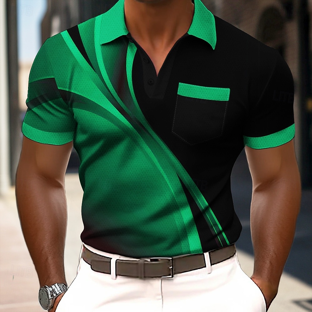 Per uomo Geometrico Linea Polo Manica Corta Magliette polo Camicie con Colletto Business Casual All'aperto Athleisure Abbigliamento quotidiano Stampa 3D Bottoni Estate Blu Viola Verde del 2026 a $21.99 –P3