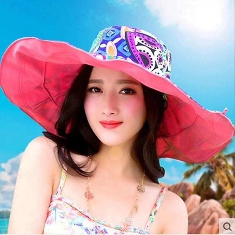 damer solhatt strandhatt sammenleggbar kinesisk nyttår sommerhatt damesolhatt tosidig allsidig strandferie solbeskyttelse storkant strandhatt sammenleggbar uv-beskyttelse bohemsk vind 2025 - $35.99 –P5