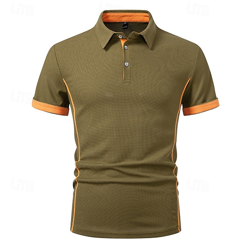 Per uomo Magliette Polo a Nido d'Ape Maglia da golf Lavoro Casuale Bavero Manica Corta Essenziale Moderno Blocco di colori Patchwork Bottoni Estate Vestibilità regolare Nero Bianco Blu marino Verde del 2025 a $18.99 –P17