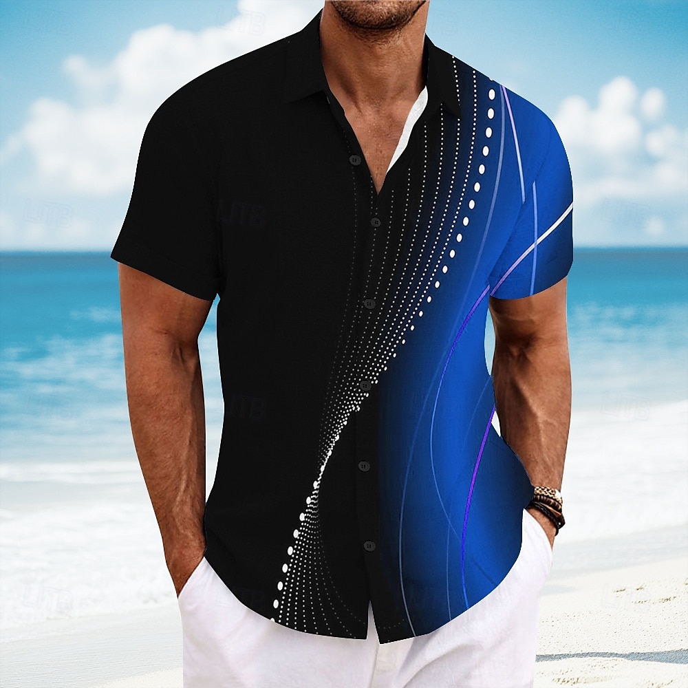 Voor heren Geometrisch Overgangskleur Abstracte kunst Overhemd Zomer overhemd Overhemd met knopen Korte mouw Mode-casual Buiten Vakantie Dagelijks gebruik Zomer Strijkijzer 3D-afdrukken Linnenachtig 2025 - $23.99 –P2