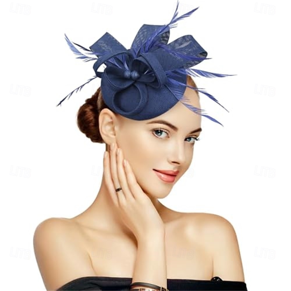 Stroik Sinamay Kapelusz Fedora Ślub Wieczorna impreza Herbaciane przyjęcie Wyścigi konne koktajl Zabytkowe Śłodkie Z Pióro Kwiaty Winieta Nakrycia Głowy 2025 - $56.99 –P8