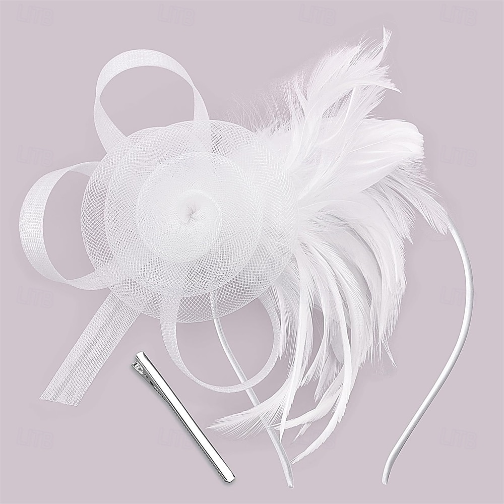 chapéus fascinators com penas para mulheres chapéus kentucky derby chapéu de igreja para festa do chá com faixa de cabeça e clipe de 2025 por $32.99 –P15