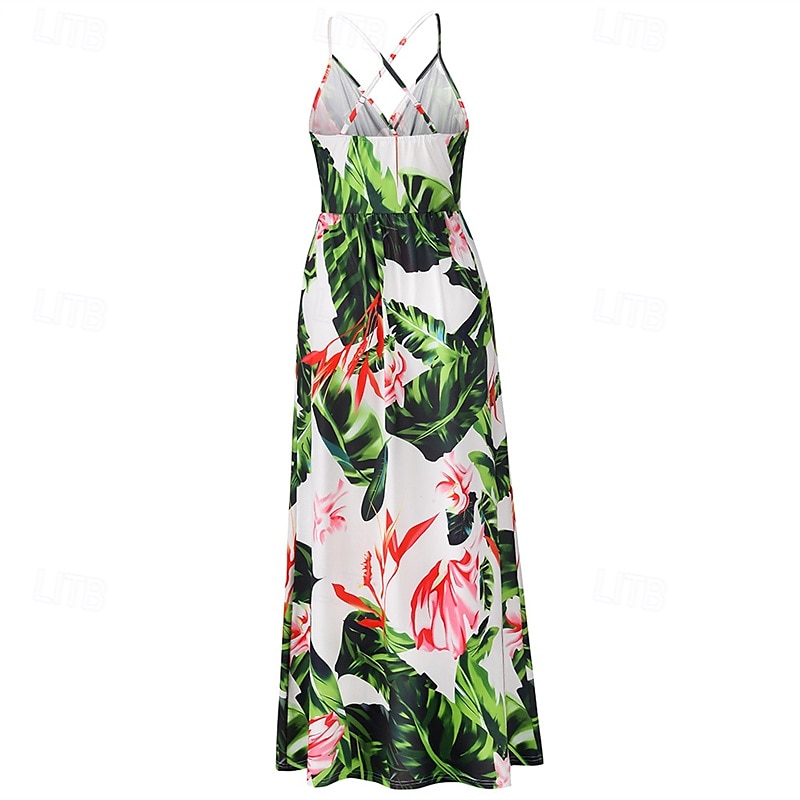 Per donna Abito Midi Abito Estivo Abito Sottoveste Abito Boho Moda Moderno Quotidiano Spiaggia Weekend Vestibilità regolare Floreale Senza Maniche Scollo a V blu acqua Nero Rosa Arancione Estate del 2025 a $23.99 –P1