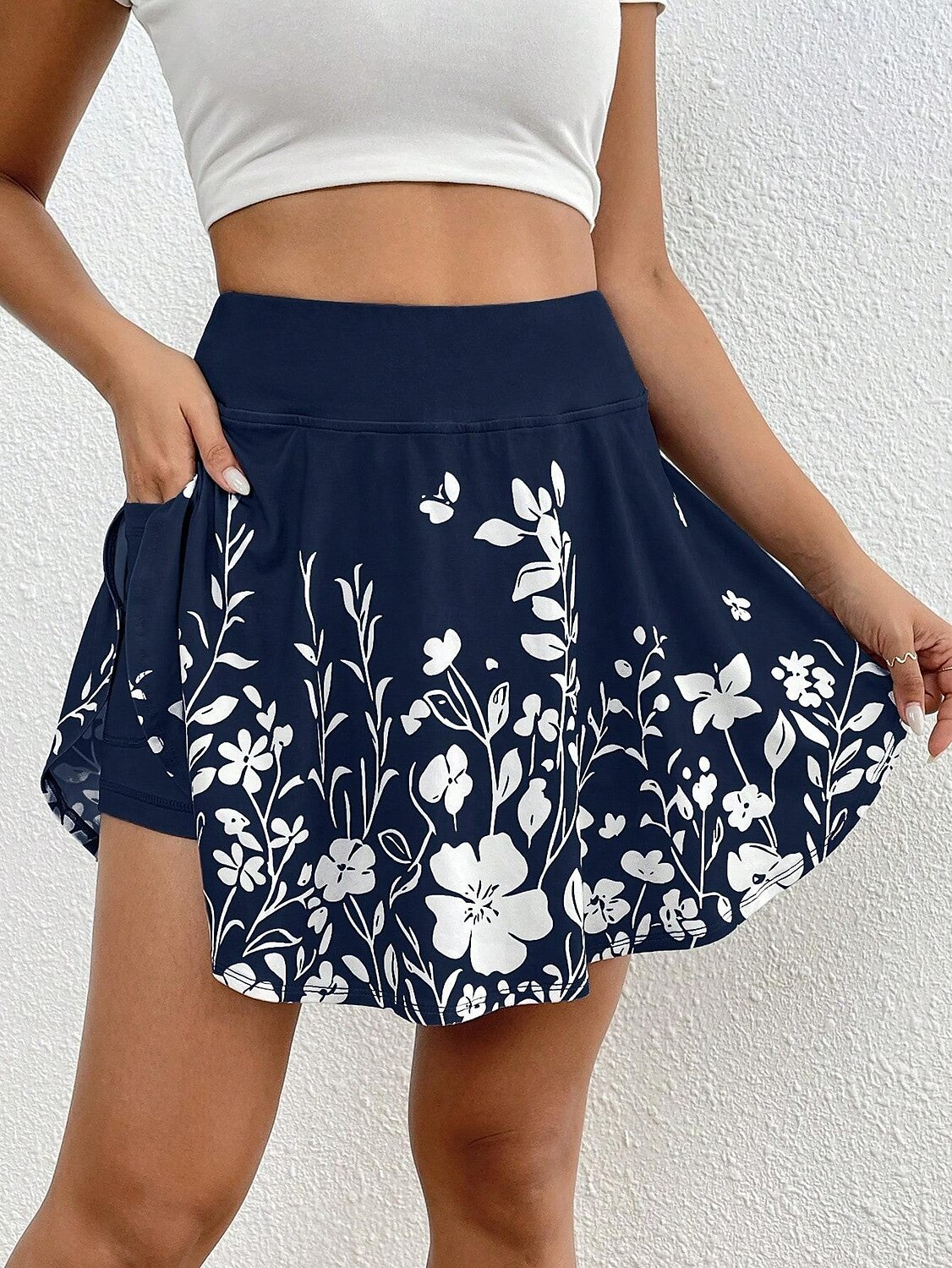 Fustă scurtă pentru femei culotte modă subțire casual fuste mini cu talie înaltă grafic floral elastică zilnică roz albastru închis albastru cer gri vară poliester 2025 - $19.99 –P7