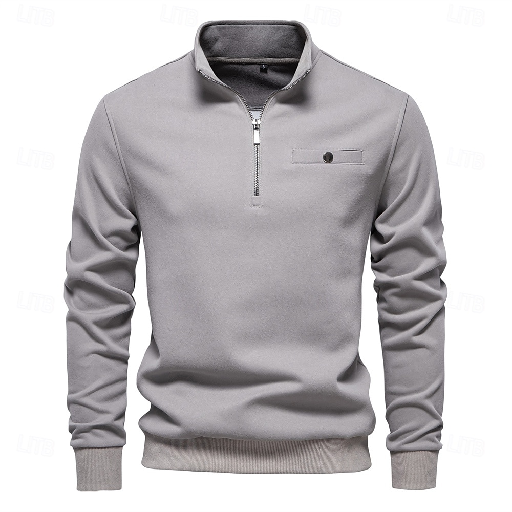 Homme Sweat à capuche quart zippé Noir Blanche bleu marine Gris Demi-zip Uni Polyester Occasionnel Athlétique Vêtement Tenue Pulls Capuche Pulls molletonnés manche longue de 2025 ? $31.99 –P11