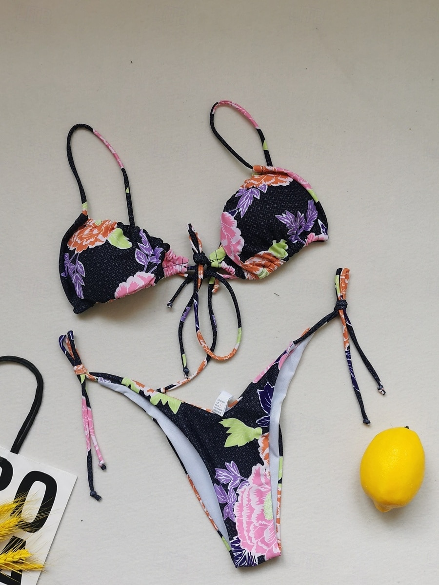 Maillots de bain pour femmes Bikini 2 pièces Maillot de bain thong Dos nu Slim Mode de vacances Couleur unie Col en V Sans manches Maillots de bain de 2025 ? $17.99 –P15