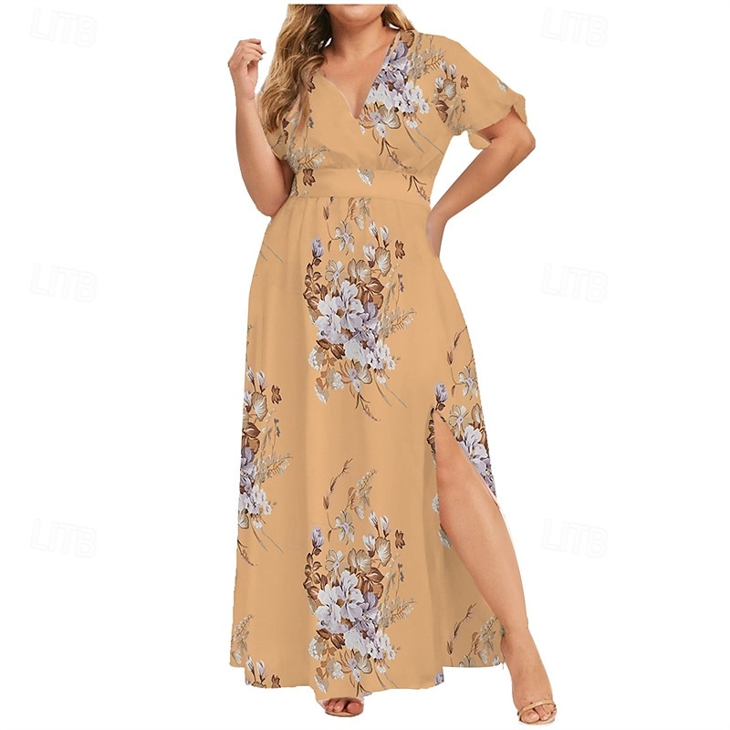 Dam Långklänning Maxiklänning Vardagsklänning Sommarklänning Boho-klänning Klänning med tryck Mode Utomhus Semester Helgdag Normal Blommig Ärmlös Djup V-hals Svart Vit Gul Ljusgrön Sommar Vår 2025 - $27.99 –P9