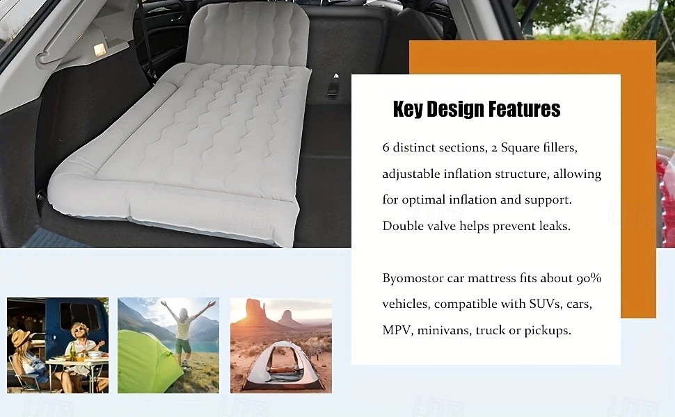 2-Person Inflatable Mattress 2-Person Inflatable Car Air Mattress | Portable, Convertible for Rear Seat or Trunk Use | Gray Quilted Design with Pump & Accessories for Travel, Camping, and Road Trips 2025 - $119.99 –P3