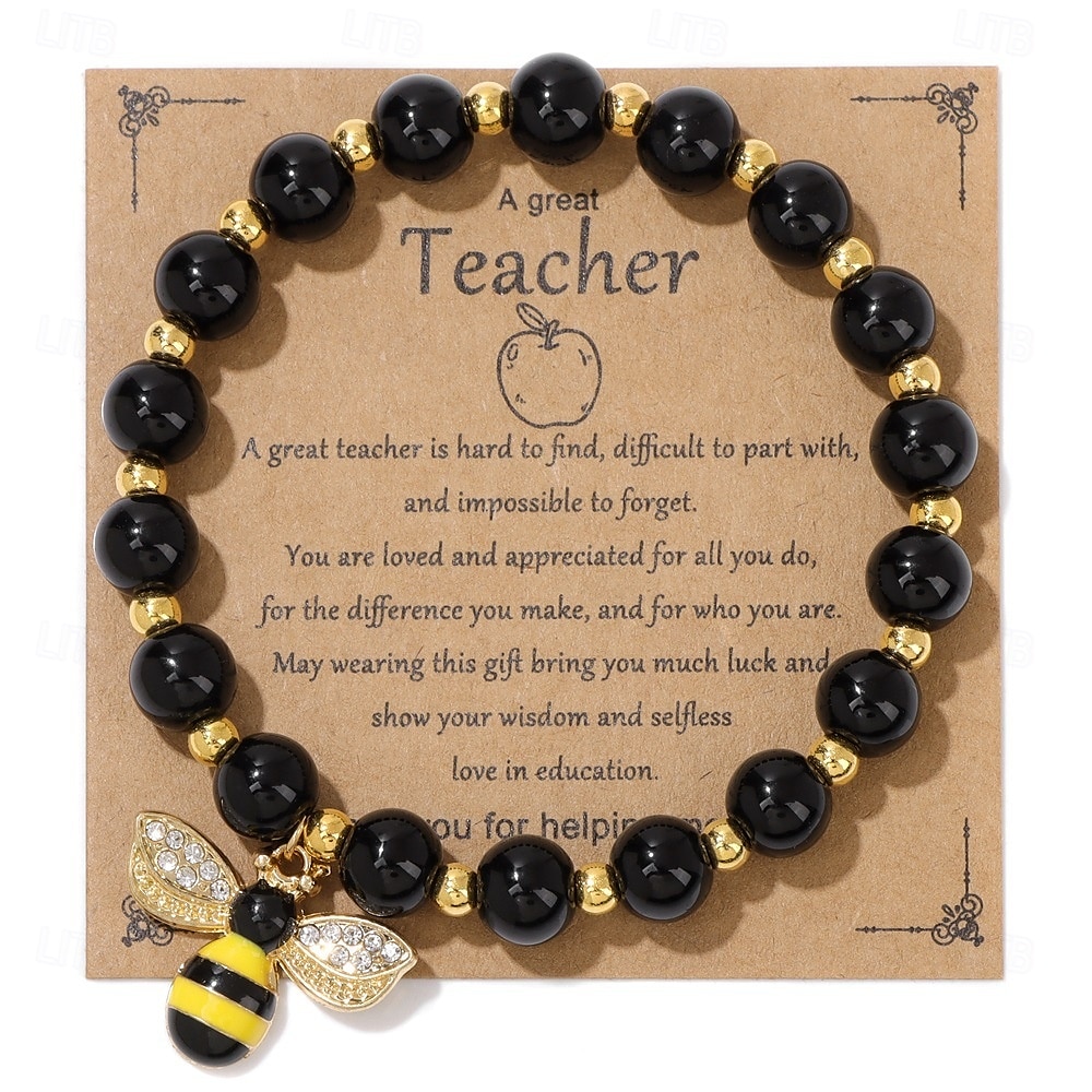 Pulseira de agradecimento ao professor, linda pulseira de argila ploymer feita à mão, amor, ensino, inspiração, carta, pulseira elástica com contas para mulheres, joias de volta às aulas, presente de de 2025 por $12.99 –P4