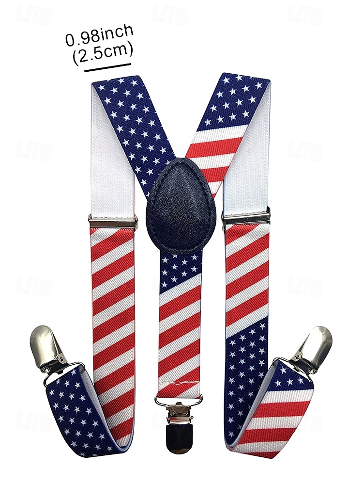 Men's American Flag Suspenders and Bow Tie Set – Patriotic Adjustable Y-Back Braces with Clips, Stars and Stripes Design, Independence Day 4th of July Outfit Accessory 2025 - $11.99 –P5