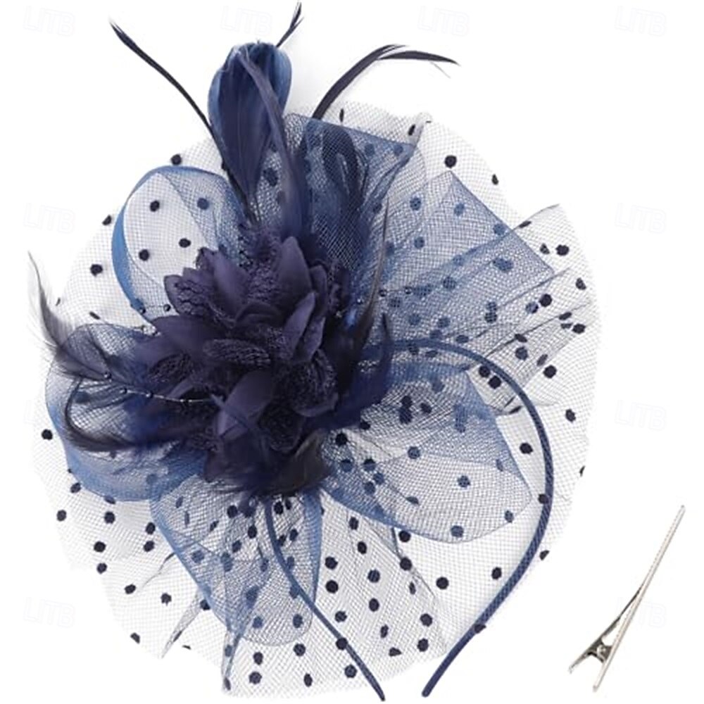 Fascinator-Hut, Feder-Stirnband, Damen-Fascinator, Teeparty-Kopfbedeckung mit Clip, Blumen-Stirnband für Mädchen &Ampere 2025 - $32.99 –P12