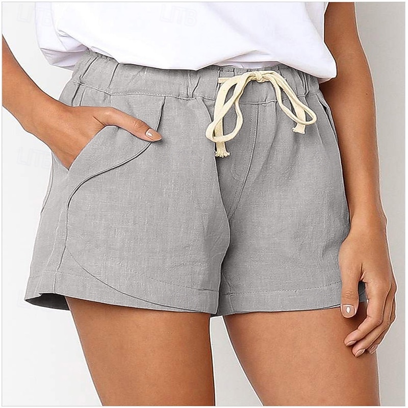 Dámské šortky baggy kalhoty chinos móda streetwear základní krátké vysoký pas jednobarevné kapsy elastický pás pohodlné měkké mikroelastické venkovní ulice černá khaki světle modrá šedá léto 2025 - $15.99 –P11