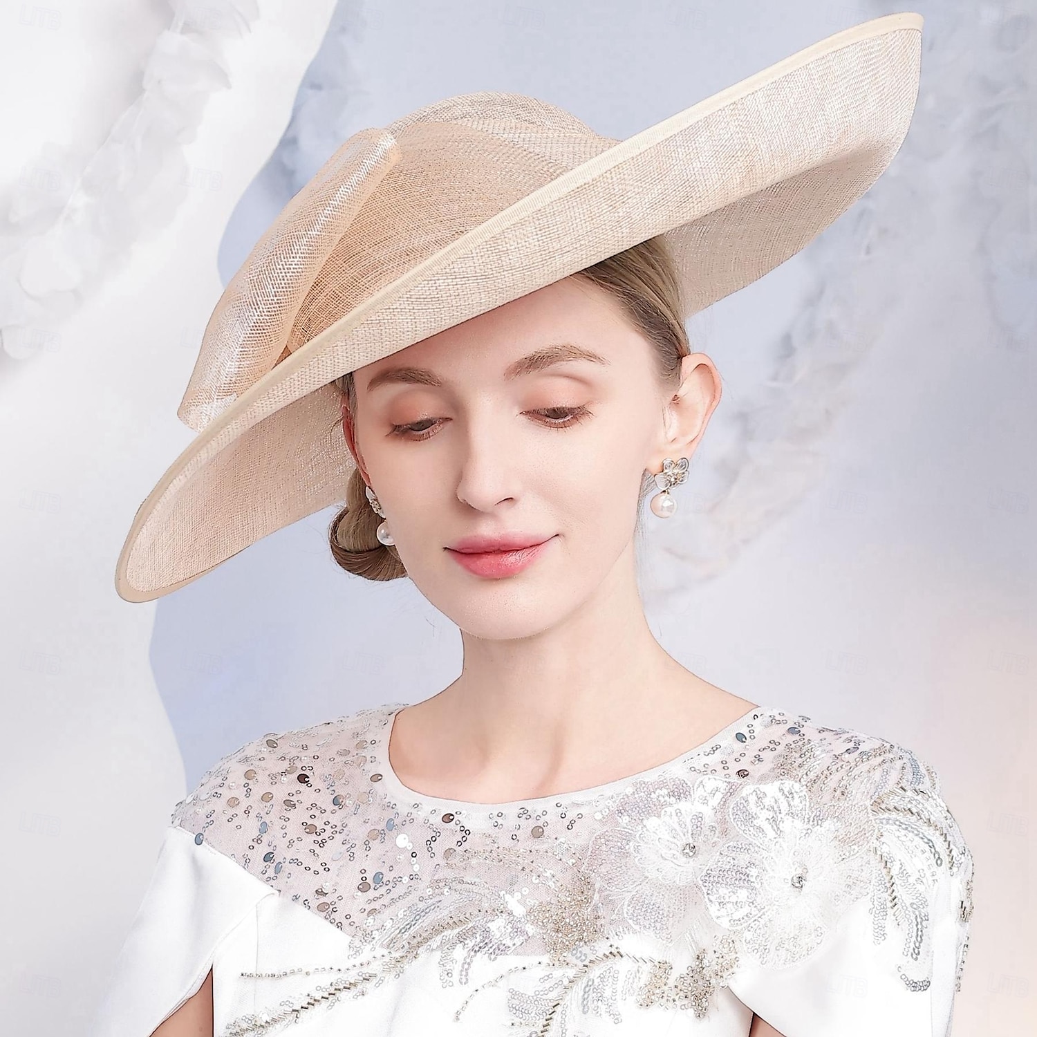 Sombreros de lino, sombrero bombín o cloche, sombrero para el sol, sombrero sinamay, boda, fiesta de té, boda elegante con lazo, tocado. 2025 - $109.99 –P6