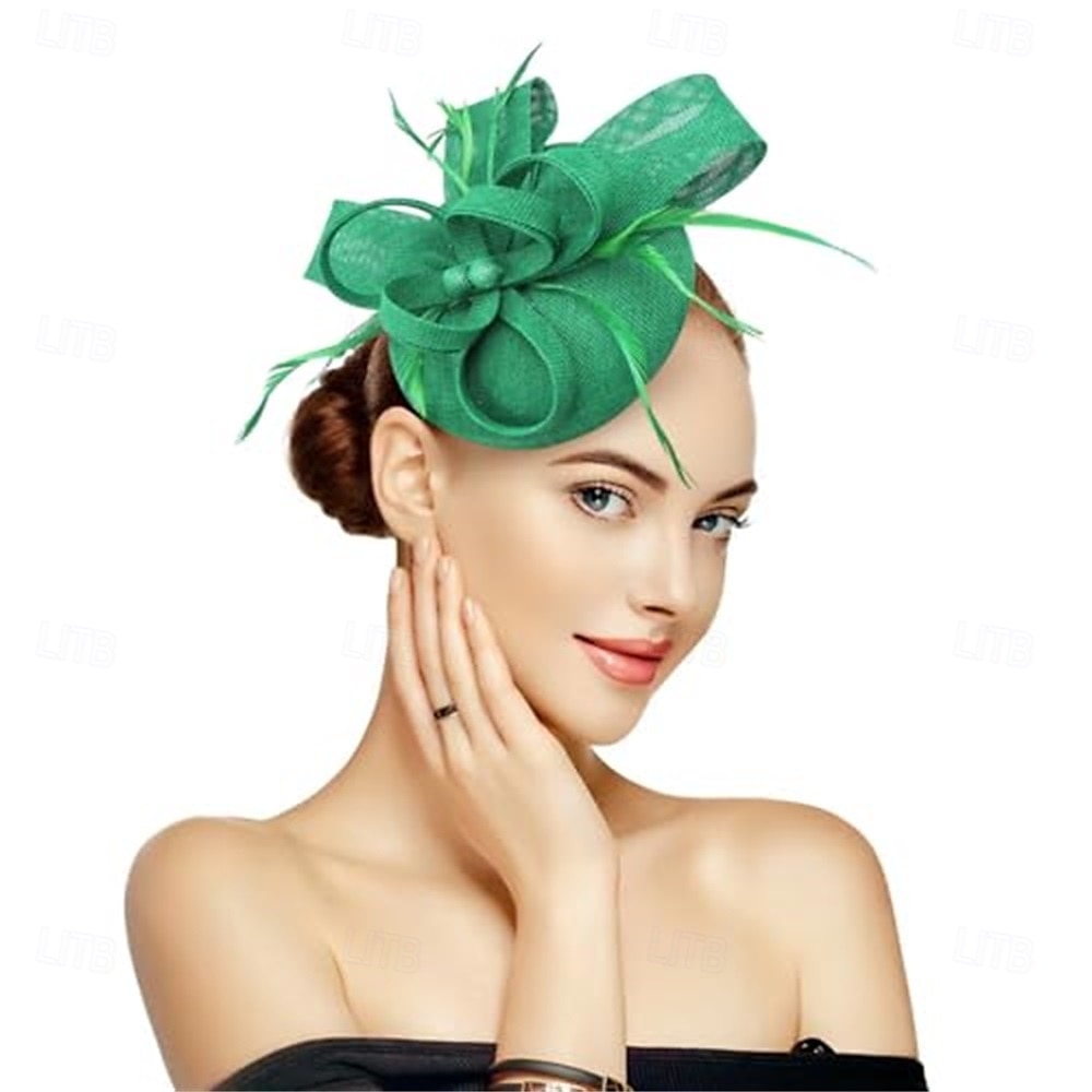 Stroik Sinamay Kapelusz Fedora Ślub Wieczorna impreza Herbaciane przyjęcie Wyścigi konne koktajl Zabytkowe Śłodkie Z Pióro Kwiaty Winieta Nakrycia Głowy 2025 - $56.99 –P6