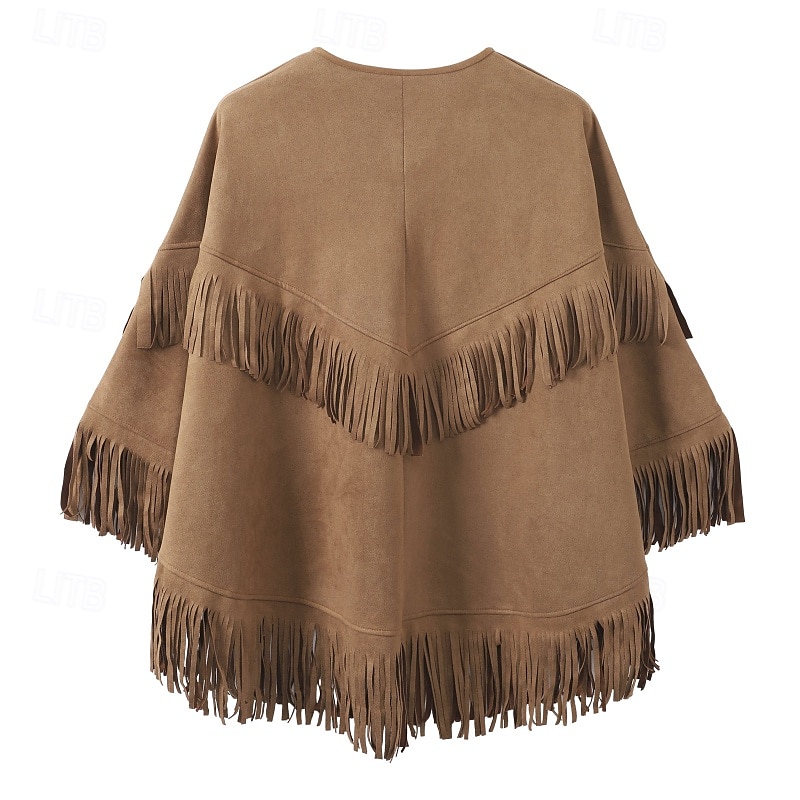 Damen Bluse Einfach Stilvoll Modern Langarm Rundhalsausschnitt Normale Oberteile Täglich Ausgehen Asymmetrisch Fransen Khaki Sommer 2025 - $23.99 –P4