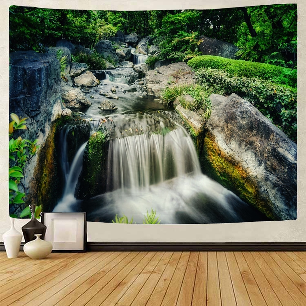 Magnificent Forest Waterfall Landscape Hanging Tapestry Mural Art Large Tapestry Mural Decoration Photos Background Carpet Curtains Home Bedroom Living Room Decoration 2025 - $13.99 –P5