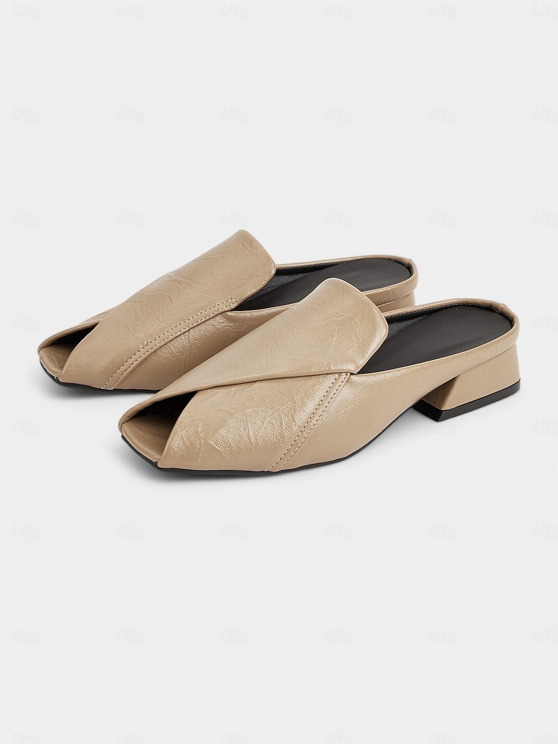 kvinners peep toe muldyr – brettet design av kunstskinn mulesko for moderne arbeidsstil 2025 - $24.99 –P1