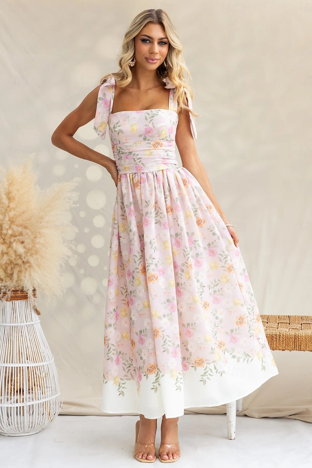 Retró 1950-es Rockabilly Maxi Ruhák Flare ruha Cottagecore Virágos Női Vakáció Hazaérkezés Buli és este Felnőttek Ruha Nyár 2025 - $35.99 –P4