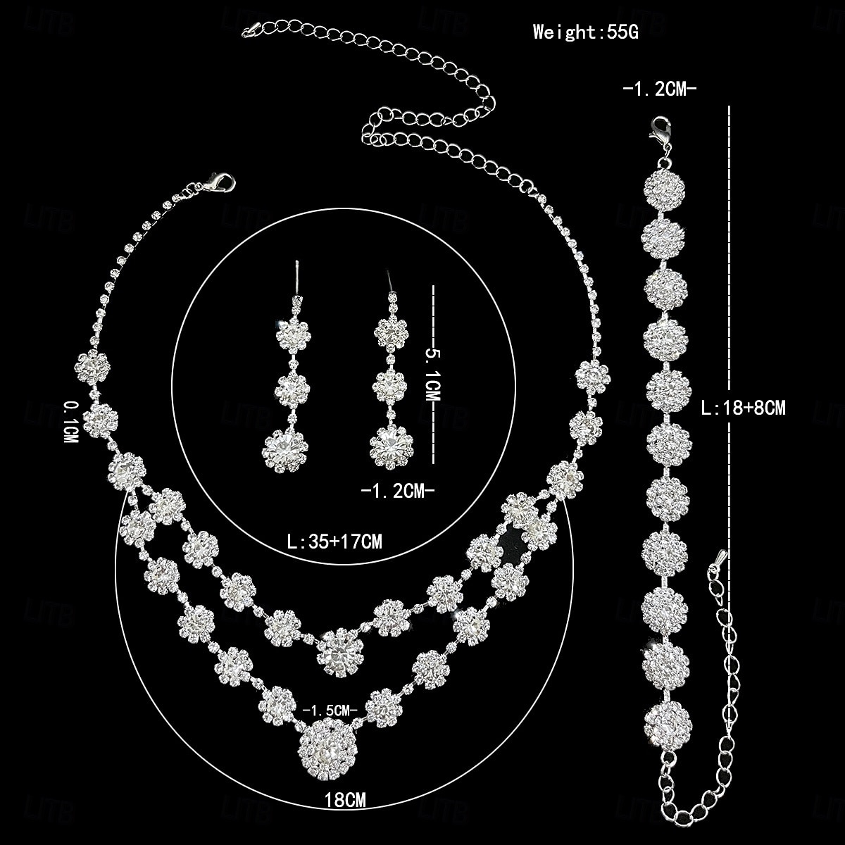 Seturi de bijuterii de mireasă 1set Ștras Aliaj Cercei Coliere Brățări Pentru femei Elegant Stilat Lux Set de bijuterii Pentru Nuntă Ocazie specială Îmbrăcăminte de seară de petrecere 2025 - $23.99 –P5