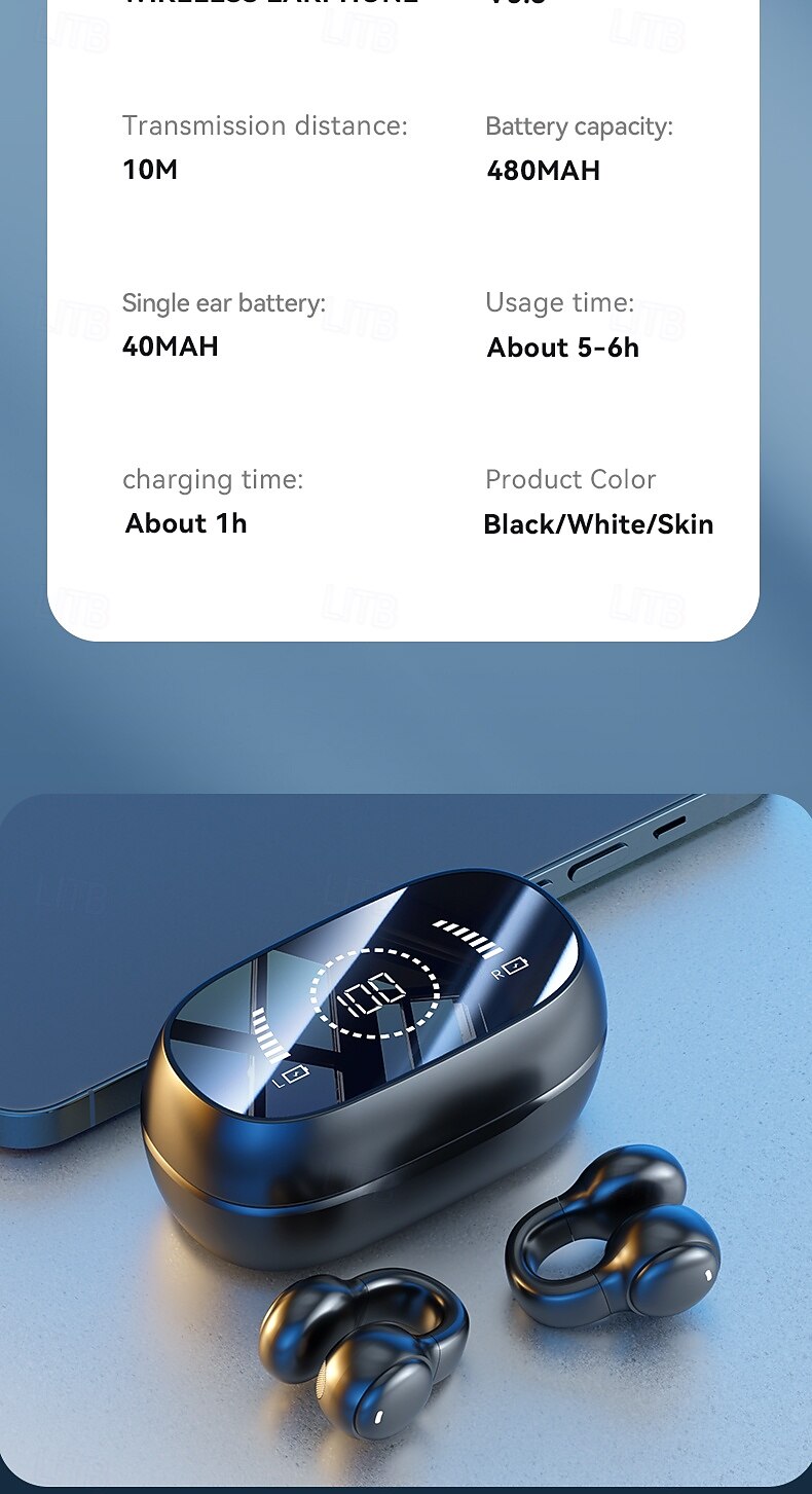 Open Ear Earbuds Wireless Bluetooth Earless Bone Conducting Headphones Wireless Bluetooth Headset Noise Cancelling Bone Earphones Waterproof Air Bone Conduction Headphone Not in Ear Open Ear Buds 2026 - $33.99 –P12