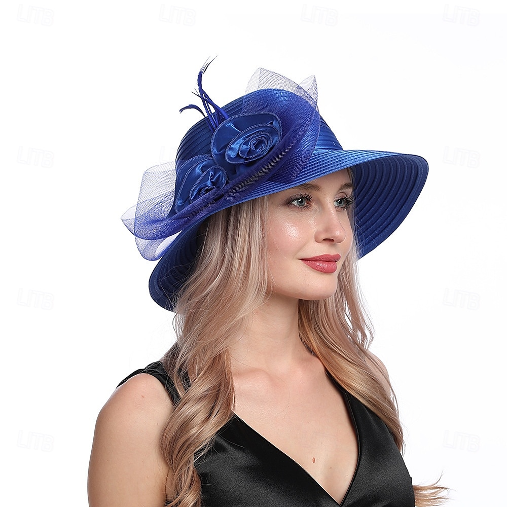 Hatter Organza Solhatt Ferie Te Fest Hesteveddeløp Cocktail Elegant Vintage Søt Med Blomster Hodepryd Hodeplagg 2025 - $31.99 –P17