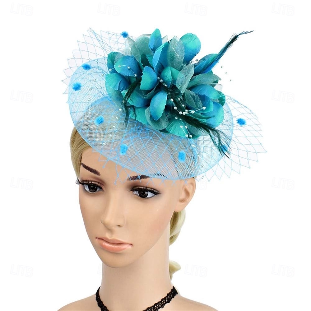 fascinators hatt för kvinnor teparty headpiece bröllop cocktail blomma mesh fjädrar hårklämma 20-tal flapper fascinators 2025 - $33.99 –P2