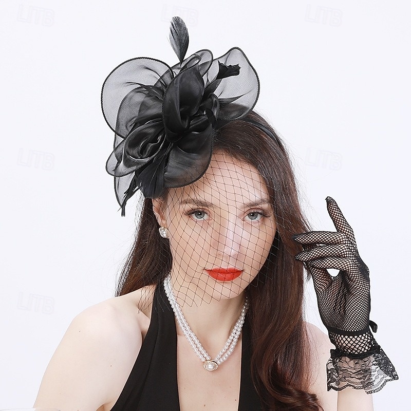 Tocados Plumas Boda Fiesta de Noche Elegante Boda Con Pluma Celada Sombreros 2025 - $17.49 –P8