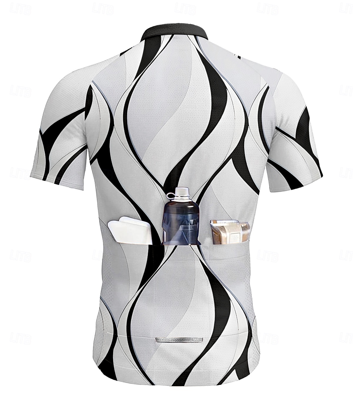 Férfi Biciklis ruházat Grafika Mértani Geometriai Rövid ujjú Kerékpár Póló Dzsörzé Felsők 3 hátsó zsebbel UV ellenálló Gyors szárítás Cipzár Fényvisszaverő csíkok Sport Fekete Fehér Kék Ruházat 2025 - $30.99 –P2