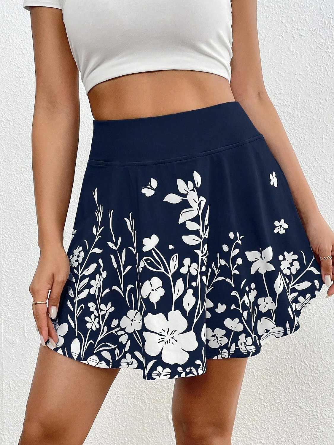 Fustă scurtă pentru femei culotte modă subțire casual fuste mini cu talie înaltă grafic floral elastică zilnică roz albastru închis albastru cer gri vară poliester 2025 - $19.99 –P6