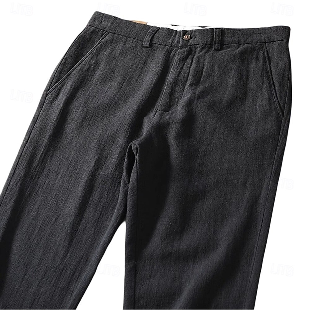 Homens Calças Côr Sólida Comprimento do joelho O negócio Estilo Clássico Casual Preto Branco Sem Elasticidade de 2025 por $41.99 –P10