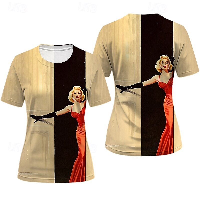 Trička Retro plakát Retro dívka Grafika Pro Dámské Dospělé Plesová maškaráda 3D tisk Dovolená Párty 2025 - $17.49 –P3