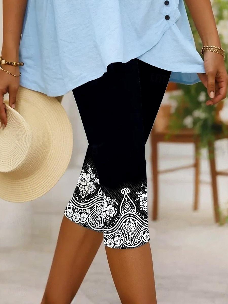 Leggings da donna pantaloni Capri alta elasticità moda vacanza vintage lunghezza al polpaccio vita media stampa floreale grafica traspirante morbido elasticizzato formale vacanza strada blu egg di del 2025 a $18.99 –P3