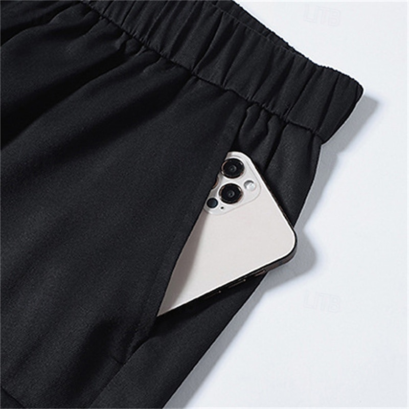 Herren Cargo-Shorts Shorts Sommershorts Kordelzug Elastischer Bund Reißverschlusstasche Einfach Komfort tragbar Knielang Outdoor Sport Täglich Mode Lässig Schwarz Armeegrün 2025 - $16.49 –P6