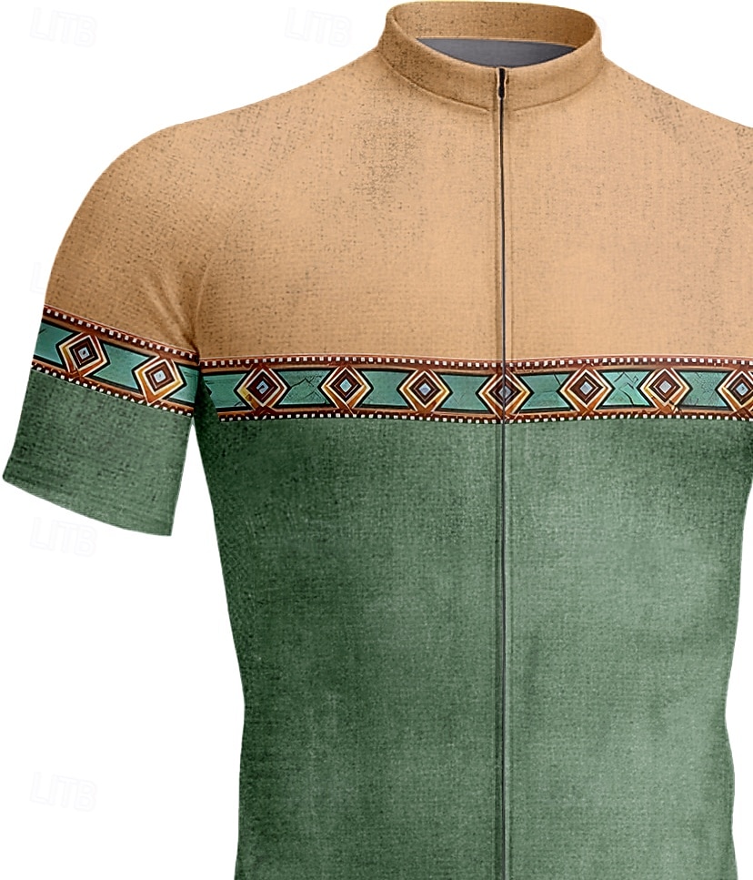 Herr Cykeltröja Grafisk Geometrisk Kontor / företag Kortärmad Cykel Tröja Överdelar med 3 bakfickor UV-resistent Snabb tork Dragkedja fram Reflexremsa sporter Grön Kläder 2026 - $30.99 –P3