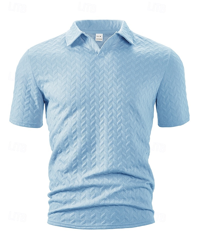 Men's Golf Shirt Golf Polos Shirts Work Casual Lapel Short Sleeve Basic Modern Plain Jacquard Summer Regular Fit Black White Blue Khaki Golf Shirt 2025 - $17.99 –P2
