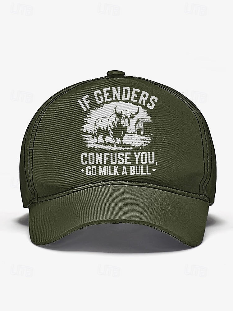 Lässige Baseballkappe für Herren mit auffälligem Aufdruck „If genders confuse you, go milk a bull“ – verstellbar und trendig, perfekt für Outdoor-Aktivitäten, Sportveranstaltungen und den Alltag 2025 - $14.99 –P3