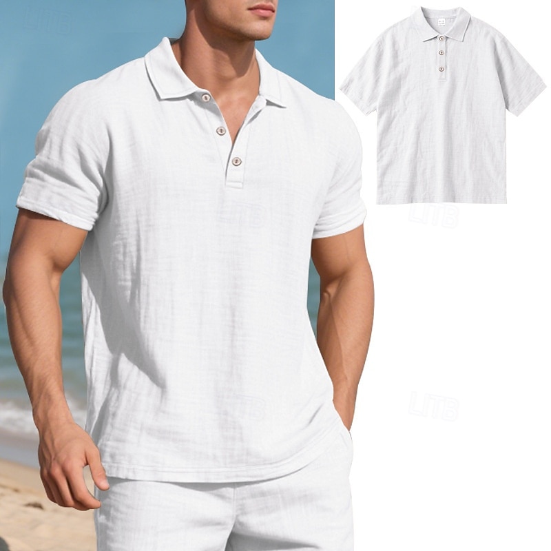 Miesten Polo Golfpaita liiketoiminta Kausaliteetti Classic Lyhythihainen Muoti Yhtenäinen väri Napit Tasku Kesä Kevät Normaali Musta Valkoinen Laivaston sininen Apila Khaki Vaalean sininen Polo 2025 - $18.99 –P12