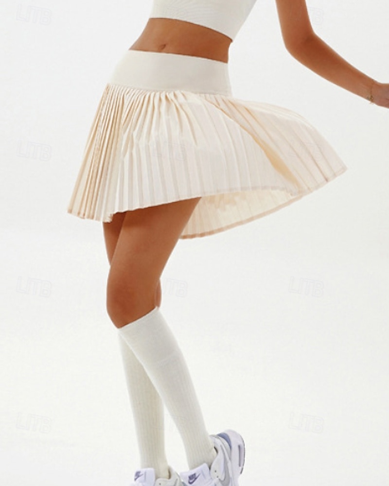 US Open Women's Tennis Skirts Tennis Skirts with Shorts Pleated Side Pockets Breathable Tennis Golf Pickleball Patchwork Solid Colored Bottoms Black White Pink Tennis Clothing 2025 - $27.99 –P17
