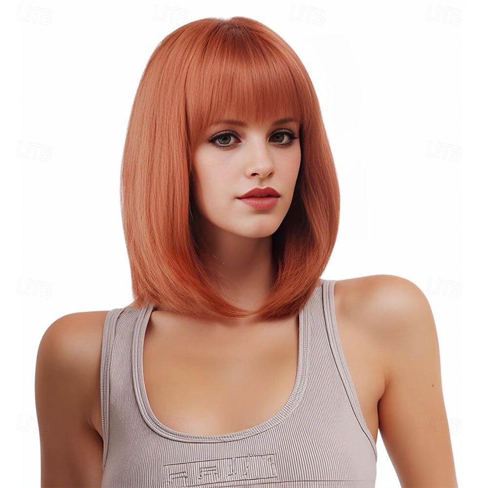 Parrucca rugelyss nera corta e liscia con frangia, 12 pollici, parrucche sintetiche per donne e ragazze con cuffia per parrucca del 2025 a $25.99 –P10
