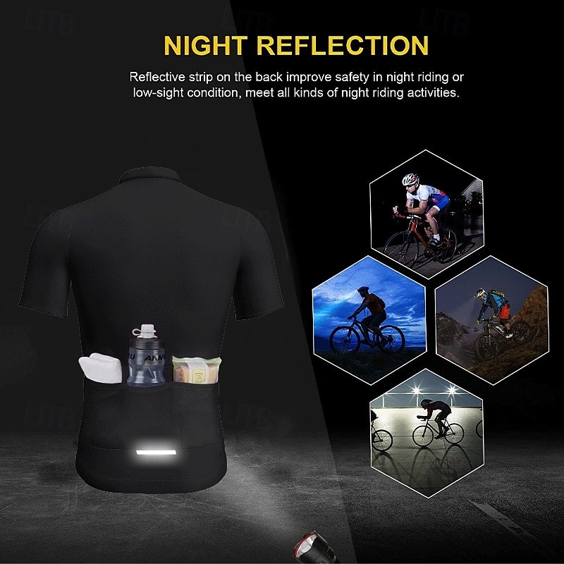 Homme Maillot de cyclisme Manche Courte Cyclisme Maillot Top avec 3 poches arrière Résistant aux UV Séchage Rapide Fermeture Éclair Frontale Bandes réfléchissantes Jaune Des sports Vêtement Tenue de 2025 ? $25.99 –P8