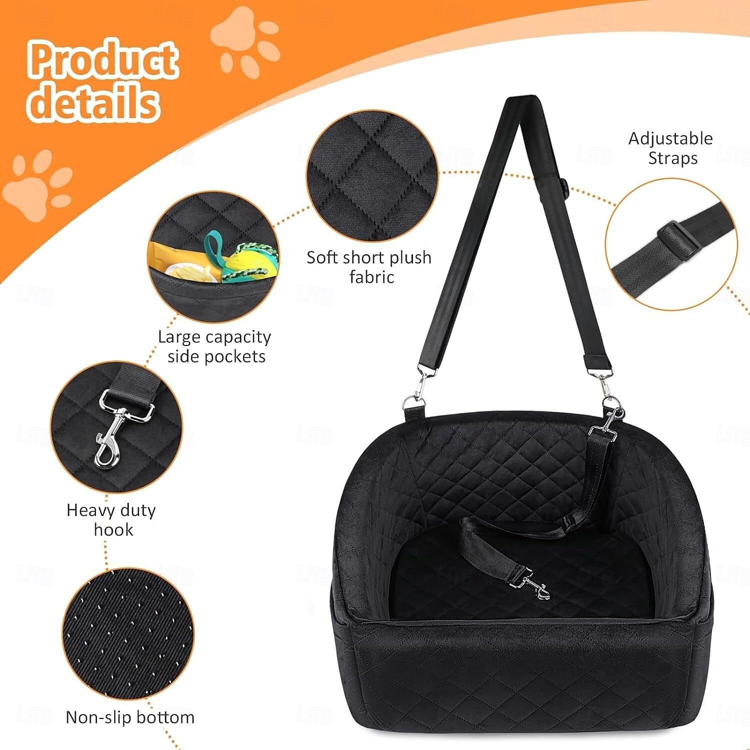 assento de carro para cães de pequeno e médio porte, assento elevatório removível e lavável para cães com menos de 30 libras, assento de carro para animais de estimação, cama de viagem com bolsos de de 2025 por $53.99 –P4