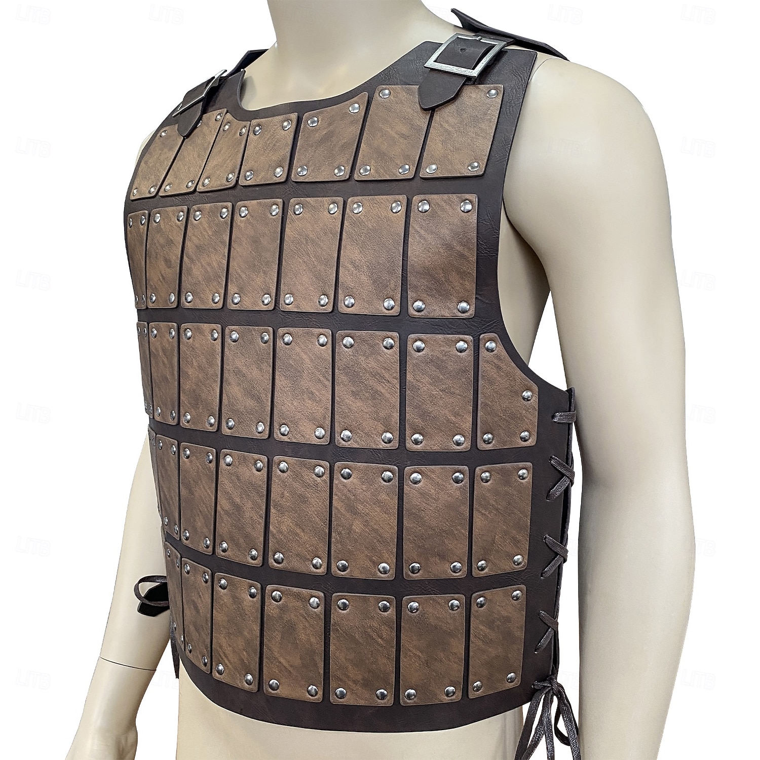 Retro Středověké Renesanční Zbraně a výzbroj Maškarní Hrudník Válečník Viking Shieldmaiden Cvočky Pevná barva Maškarní kostým Pánské Viking předvečer Všech svatých Karneval Plesová maškaráda Výkon 2026 - $77.99 –P5